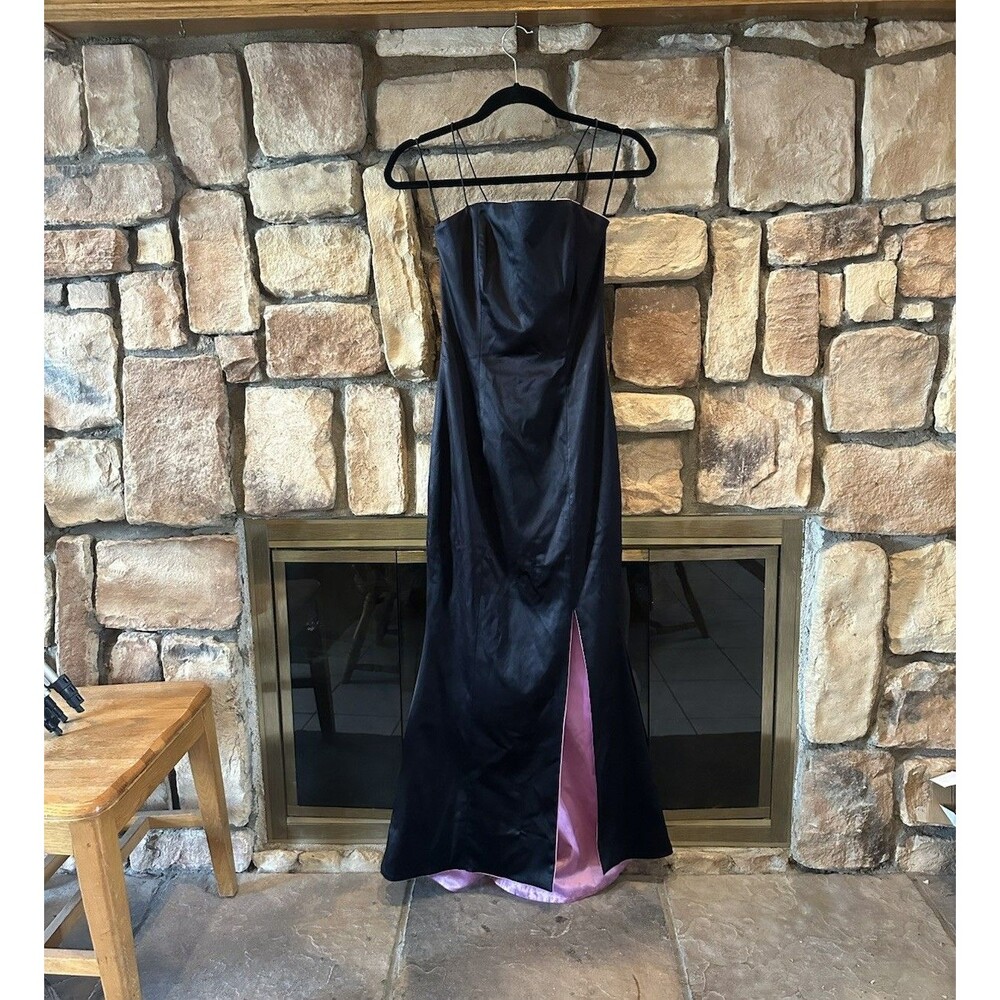 VTG Bain De Nuit Paris France Prom Formal Dress Black Lilac Vampy Satin Women’s